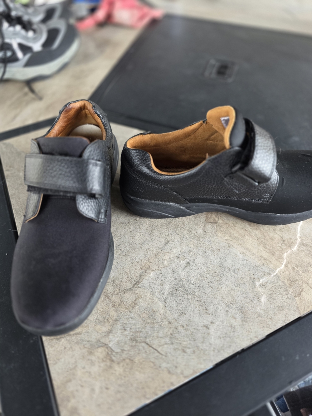Marshall Black Slip-On Work Loafers with Hook-and-Loop Strap